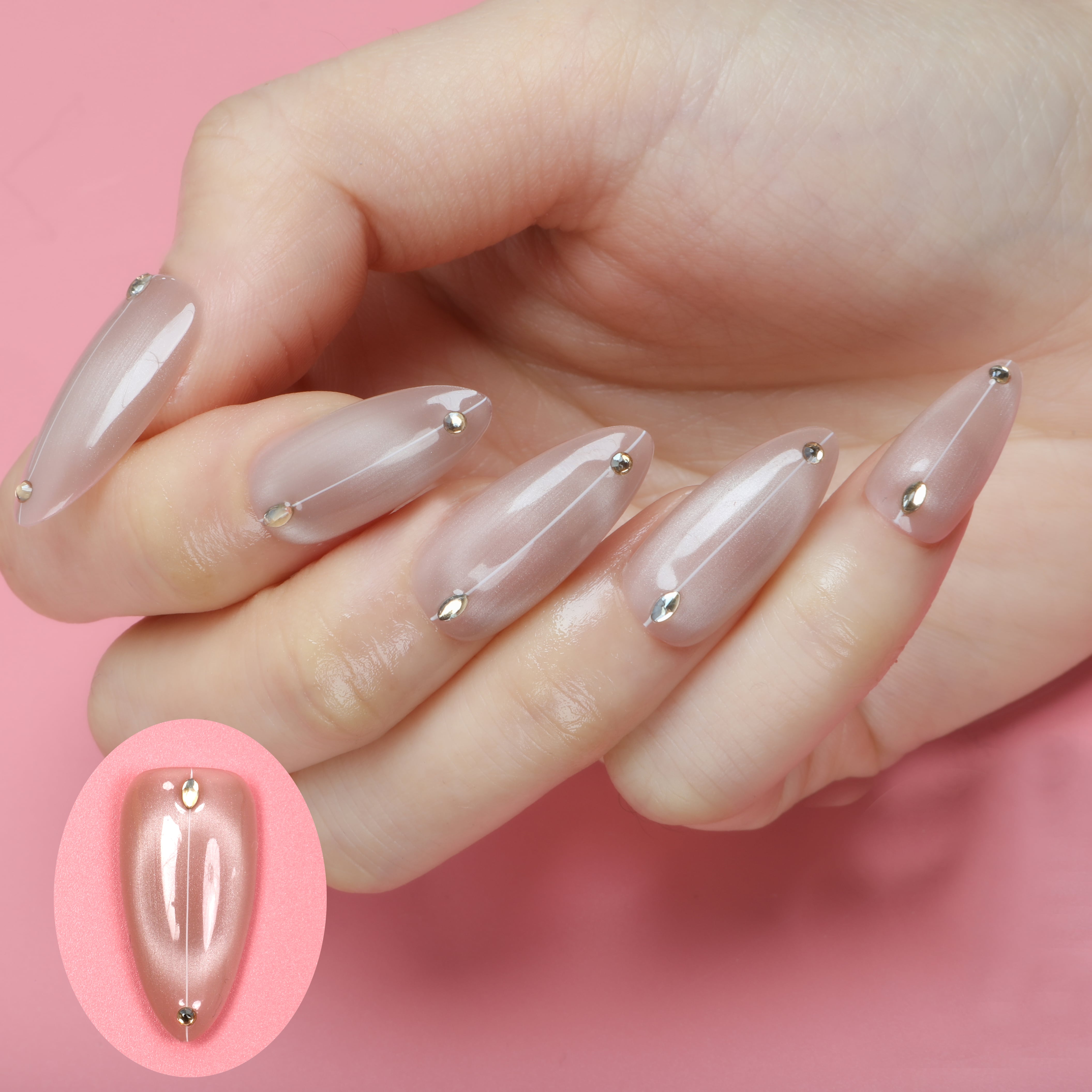 Graceful Nude Glimmer Handmade Press On Nails