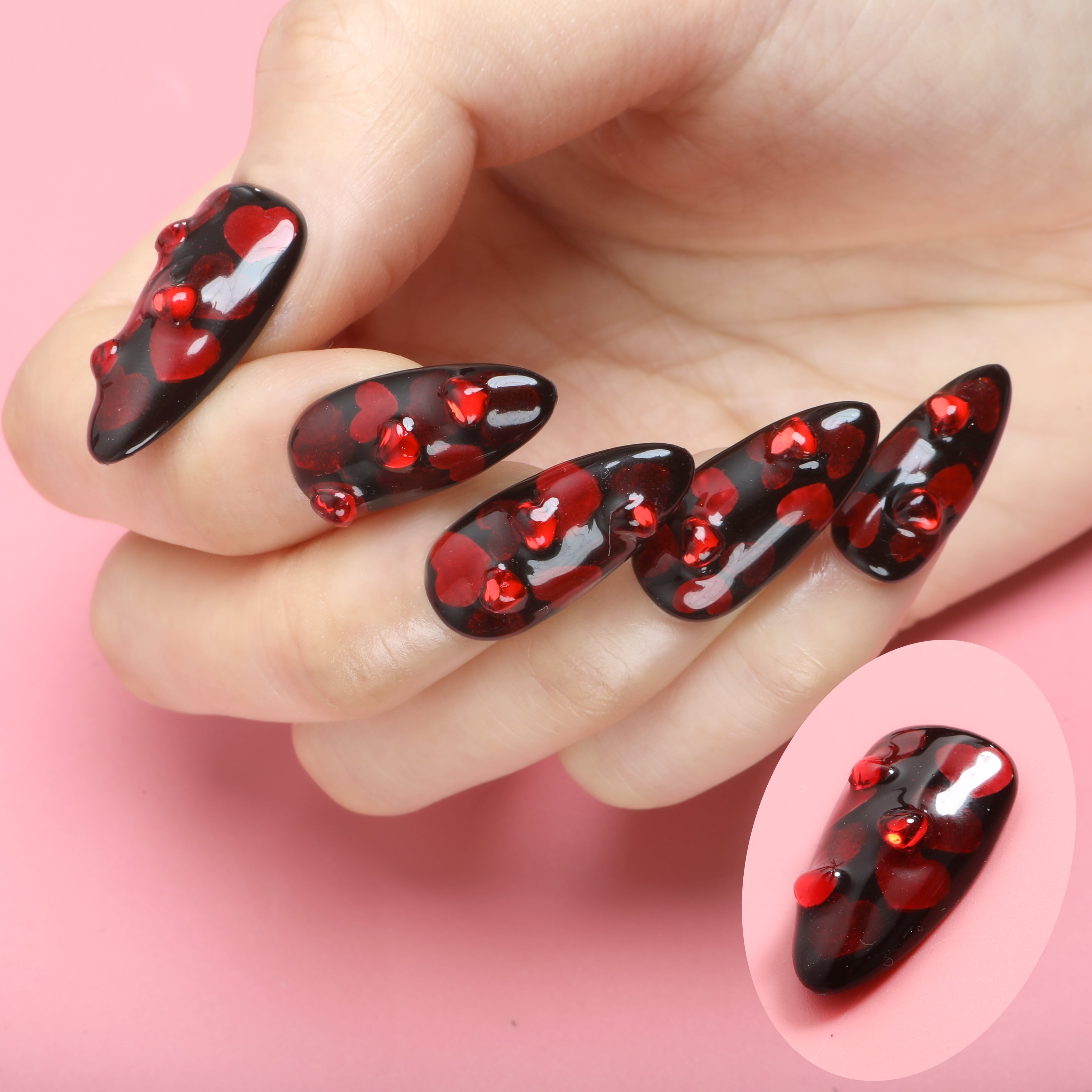 Neon Heartbeat Handmade Press On Nails