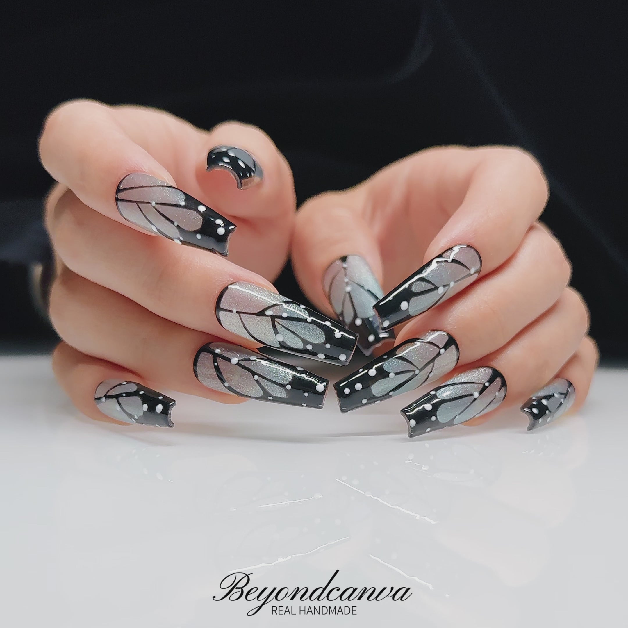 Midnight Butterfly Handmade Press On Nails