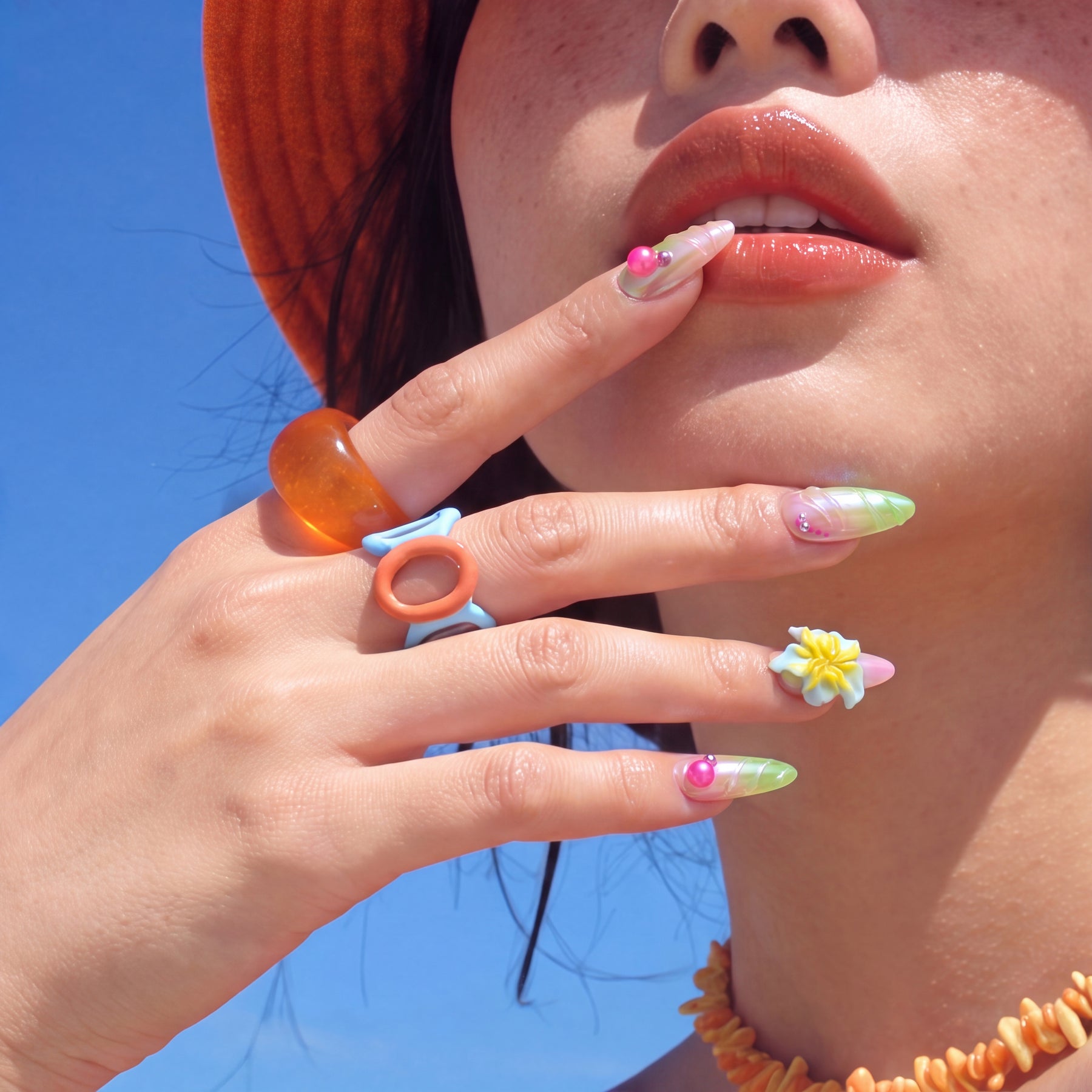 Vacation nail art editorial image